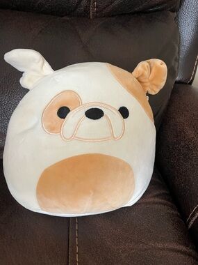Plush Bulldog Pillow - Cream and Tan